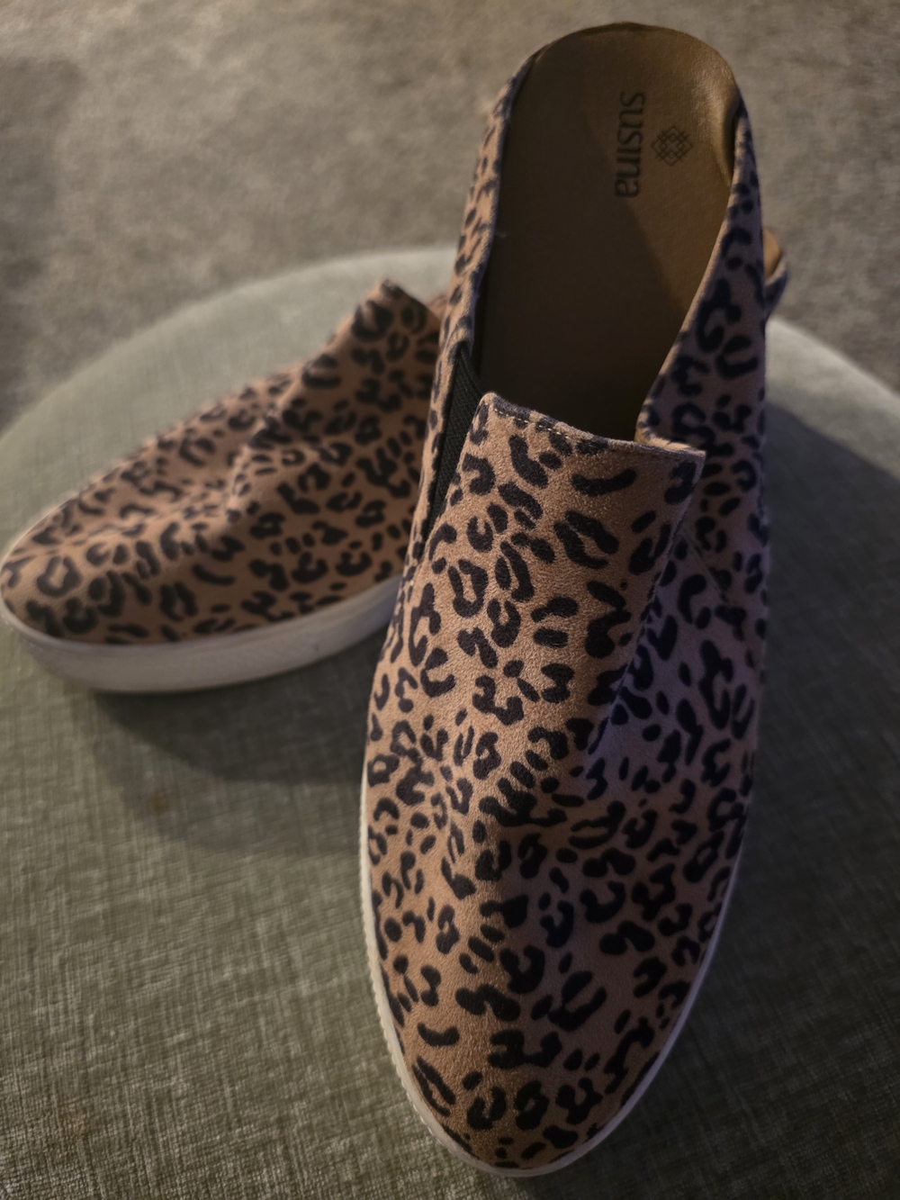 Skechers Women's Leopard Print Slip-On Mules in Brown and Black